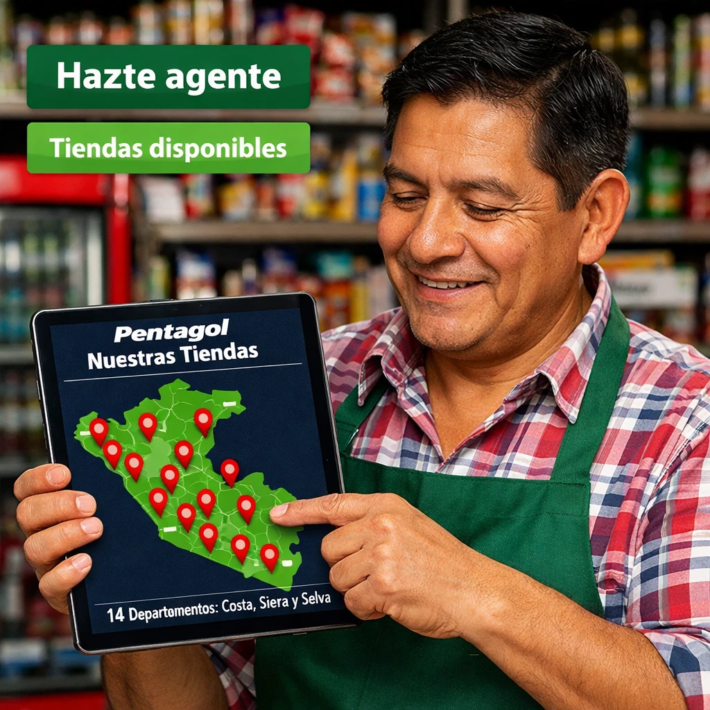 Pentagol opción para agentes con mapa de tiendas en 14 departamentos del Perú