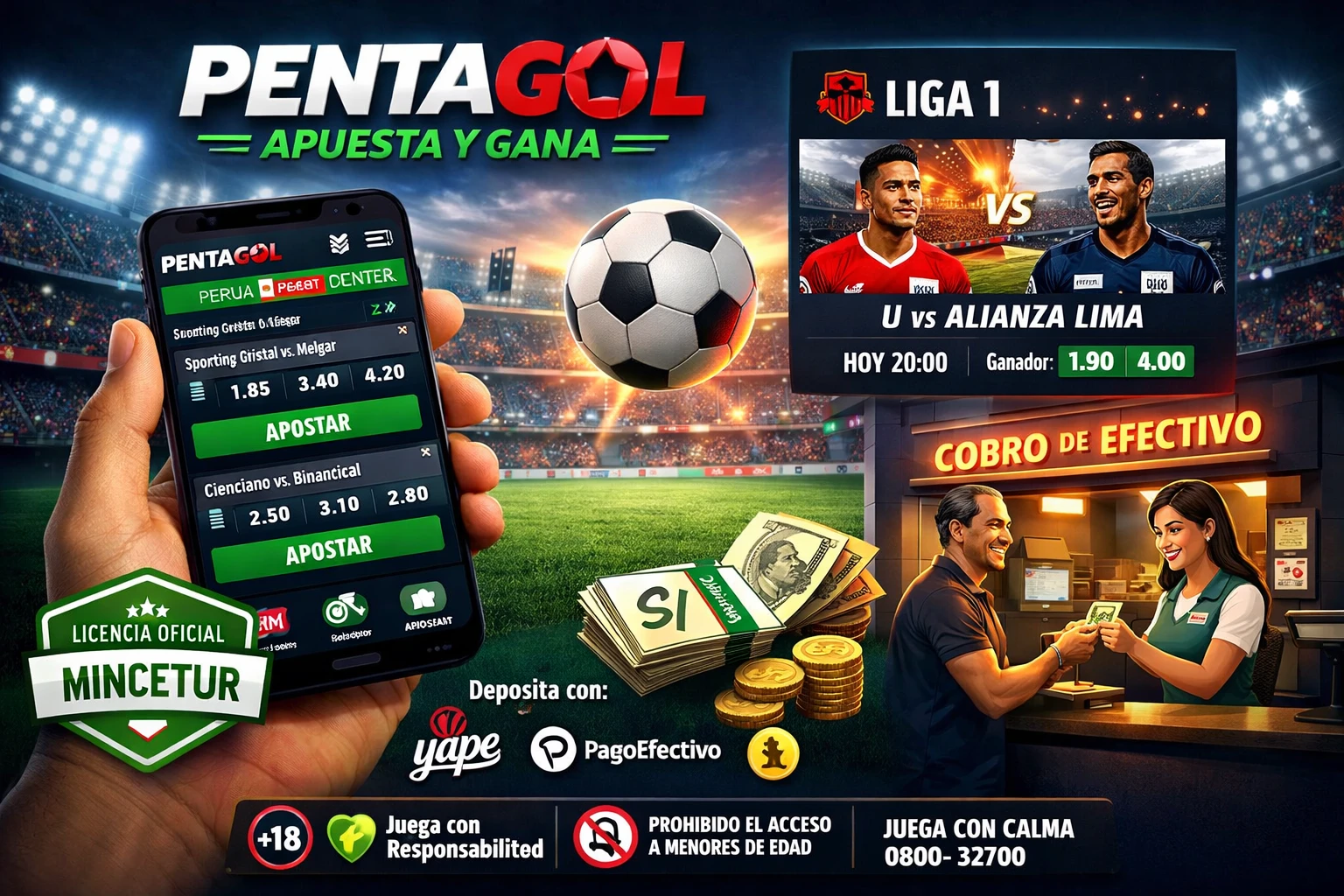 Pentagol Perú - sitio oficial de apuestas deportivas online con app, pagos en soles y licencia local